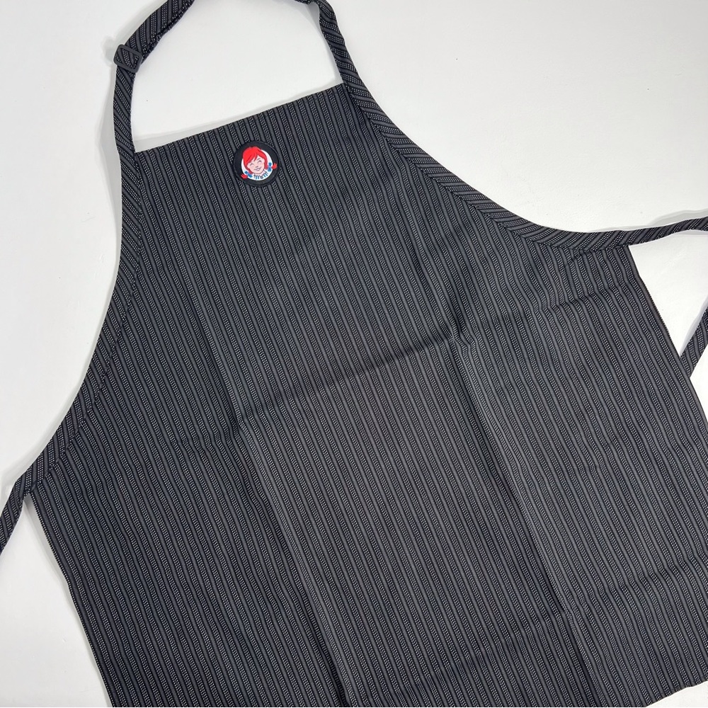 Wendy’s Employee Apron Unisex Black Bib Stripe Barco Uniform Adjustable Neck